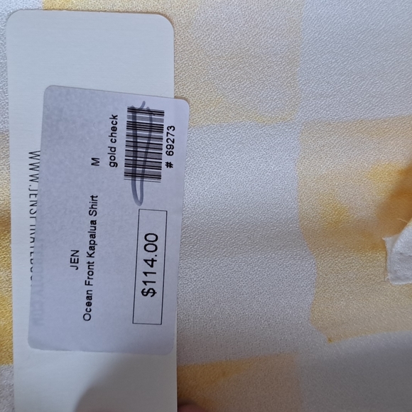 Jen's Pirate Booty Ocean Front Kapalua Short Sleeve Gold Check Shirt SZ M - Picture 7 of 13